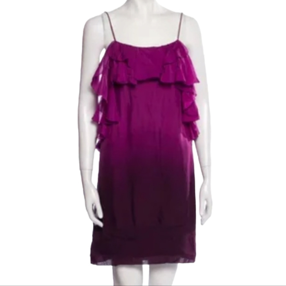 Rebecca Taylor Silk Purple Ombre Spaghetti Straps Mini Dress - Size 8 - Picture 2 of 10